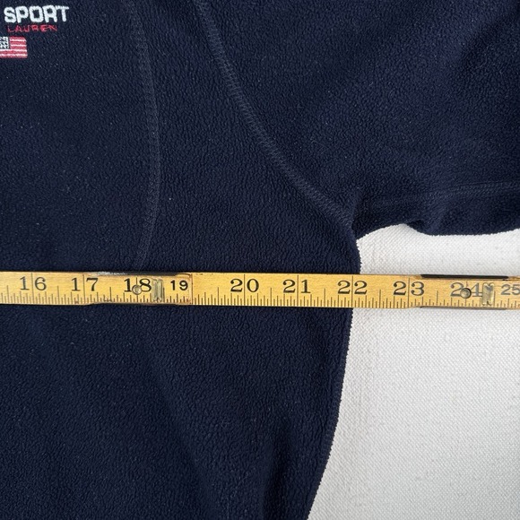 Vtg Polo Sport Ralph Lauren Small Blue Fleece Quarter Zip Cord Hem Pullover - Picture 8 of 12